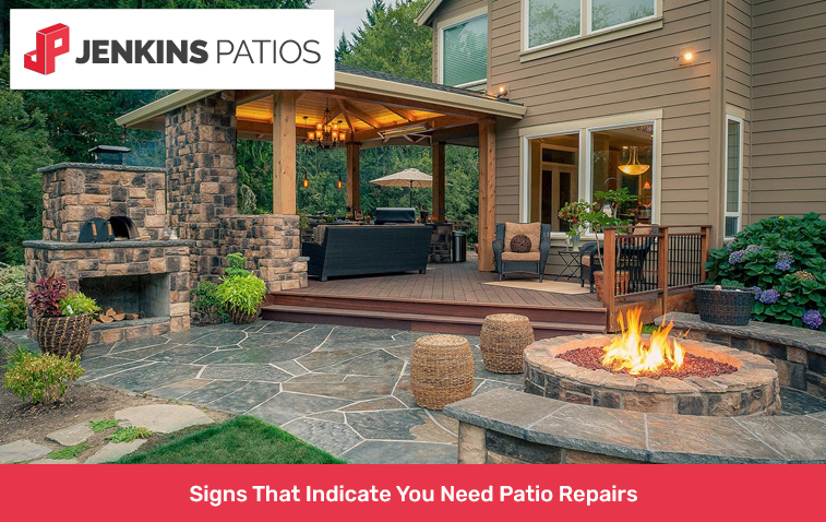 Beautifully maintained patio with fire pits