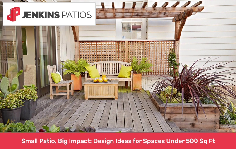 Cozy small patio design with stylish furniture and plants