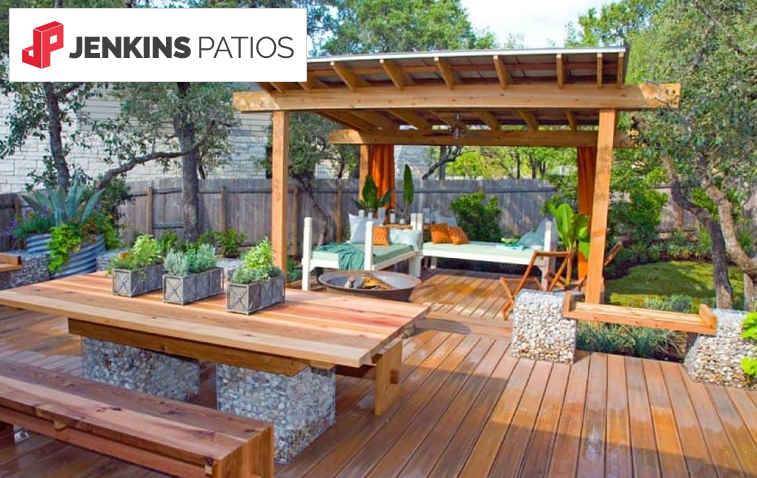 Natural wooden patio enclosure for under 300 sq ft outdoor areas