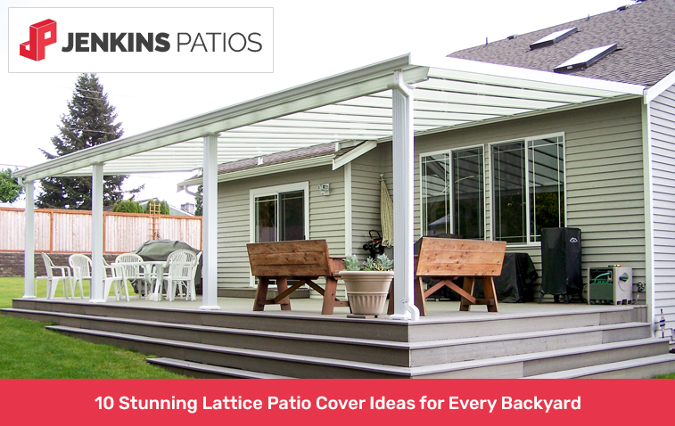 Modern metal lattice patio cover for stylish outdoor space